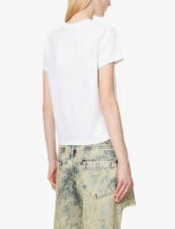 ALEXANDER WANG Shrunken Graphic-print Cotton-jersey T-shirt -Reisi Clothing Shop R04160683 BRIGHTWHITE ALT03