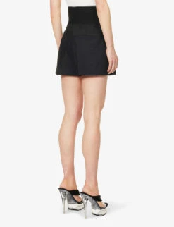 ALEXANDER WANG Safari Logo-print High-rise Cotton-blend Shorts -Reisi Clothing Shop R04160687 BLACK ALT03