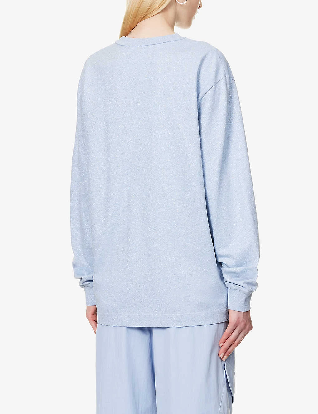 ALEXANDER WANG Glittered Logo-print Long-sleeved Cotton-jersey T-shirt 6 ALEXANDER WANG Glittered Logo-print Long-sleeved Cotton-jersey T-shirt - Image 4