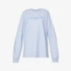 ALEXANDER WANG Glittered Logo-print Long-sleeved Cotton-jersey T-shirt -Reisi Clothing Shop R04160693 LIGHTBLUEHEATHER M