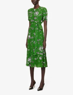 Erdem Floral-pattern Puffed-shoulders Woven Midi Dress -Reisi Clothing Shop R04160737 OPHELIAVINECLOVER ALT02