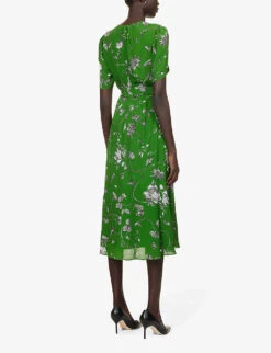 Erdem Floral-pattern Puffed-shoulders Woven Midi Dress -Reisi Clothing Shop R04160737 OPHELIAVINECLOVER ALT03