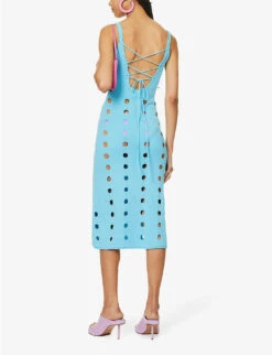 Canopy Cut-out Cotton-knitted Midi Dress -Reisi Clothing Shop R04161060 LIDOBLUE ALT01