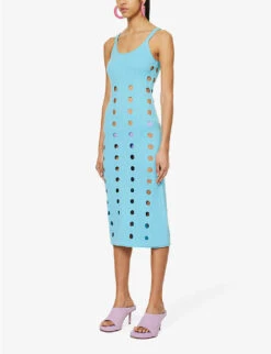 Canopy Cut-out Cotton-knitted Midi Dress -Reisi Clothing Shop R04161060 LIDOBLUE ALT02