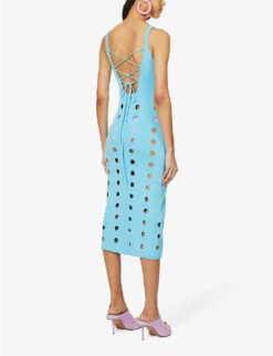 Canopy Cut-out Cotton-knitted Midi Dress -Reisi Clothing Shop R04161060 LIDOBLUE ALT03