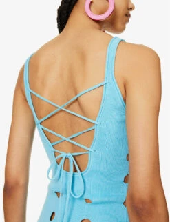 Canopy Cut-out Cotton-knitted Midi Dress -Reisi Clothing Shop R04161060 LIDOBLUE ALT04