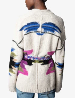 Zadig & Voltaire Aspen Motif-embroidered Cashmere And Wool Cardigan -Reisi Clothing Shop R04161339 MASTIC ALT03