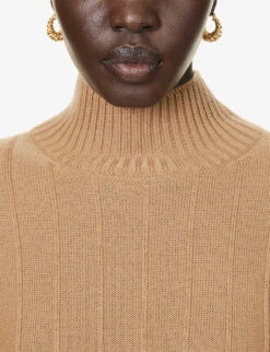 Max Mara Arezzo Ribbed Wool Knitted Midi Dress -Reisi Clothing Shop R04161476 CAMEL ALT04