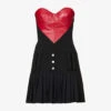 MOSCHINO Sweetheart-neck Contrast-panel Wool-blend Mini Dress -Reisi Clothing Shop R04162975 FANTASYPRINTBLACK M