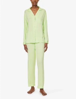 Rayon Long-sleeved Stretch-jersey Pyjama Set -Reisi Clothing Shop R04163581 MINT ALT01