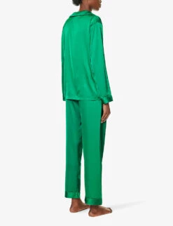 Satin Relaxed-fit Stretch-woven Pyjama Set -Reisi Clothing Shop R04163582 LIME ALT02