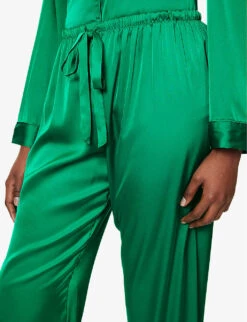 Satin Relaxed-fit Stretch-woven Pyjama Set -Reisi Clothing Shop R04163582 LIME ALT03