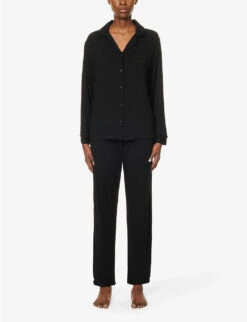 Relaxed-fit Patch-pocket Stretch-jersey Pyjama Set -Reisi Clothing Shop R04163589 SOOT ALT01