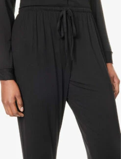 Relaxed-fit Patch-pocket Stretch-jersey Pyjama Set -Reisi Clothing Shop R04163589 SOOT ALT03