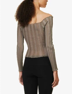 Katrine Wrap-front Ribbed Cotton-blend Cardigan 9 Katrine Wrap-front Ribbed Cotton-blend Cardigan -Reisi Clothing Shop R04164353 TAUPE ALT03