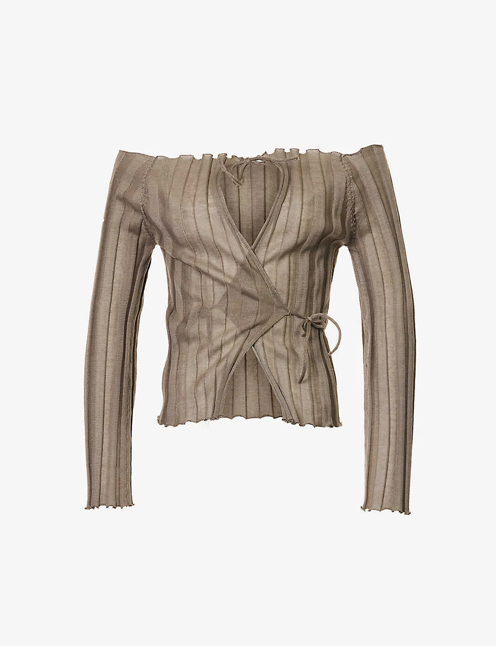 Katrine Wrap-front Ribbed Cotton-blend Cardigan 2 Katrine Wrap-front Ribbed Cotton-blend Cardigan