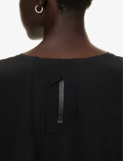 Short-sleeved Relaxed-fit Stretch-silk Top -Reisi Clothing Shop R04164423 BLACK ALT04