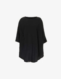 Short-sleeved Relaxed-fit Stretch-silk Top