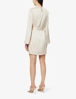 Jayda Tie-waist Woven Mini Dress -Reisi Clothing Shop R04164473 OYSTER ALT03