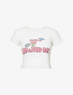 ERL Graphic-print Cropped Cotton-jersey T-shirt