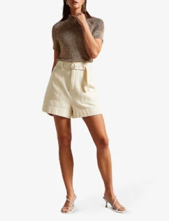 Ted Baker Indigow Patch-pocket Cotton Shorts -Reisi Clothing Shop R04165567 IVORY ALT01