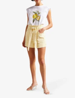 Ted Baker Danikii Self-tie Stretch-denim Shorts -Reisi Clothing Shop R04165570 LTYELLOW ALT01