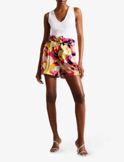 Ted Baker Thiana Belted Floral-print Woven Shorts -Reisi Clothing Shop R04165576 BRTPINK ALT01