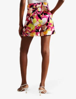 Ted Baker Thiana Belted Floral-print Woven Shorts -Reisi Clothing Shop R04165576 BRTPINK ALT03