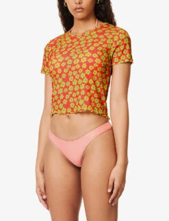 It's Now Cool Floral-print Short-sleeved Mesh T-shirt -Reisi Clothing Shop R04165818 SANCHO ALT02