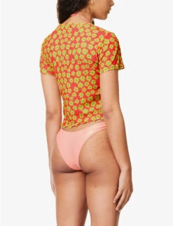 It's Now Cool Floral-print Short-sleeved Mesh T-shirt -Reisi Clothing Shop R04165818 SANCHO ALT03