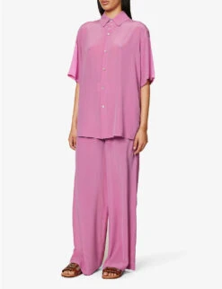 Alabama Crepe-texture Silk Pyjama Set -Reisi Clothing Shop R04165821 FOXGLOVE ALT02