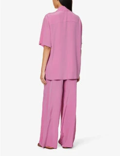 Alabama Crepe-texture Silk Pyjama Set -Reisi Clothing Shop R04165821 FOXGLOVE ALT03