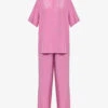 Alabama Crepe-texture Silk Pyjama Set -Reisi Clothing Shop R04165821 FOXGLOVE M