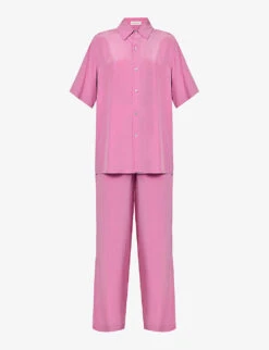 Alabama Crepe-texture Silk Pyjama Set