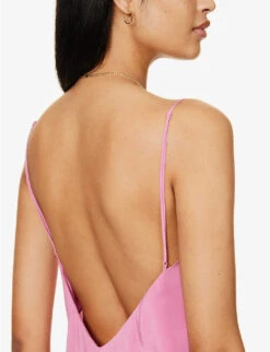 Xena V-neck Silk Nightdress -Reisi Clothing Shop R04165825 FOXGLOVE ALT03