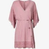 Eberjey Beatrix Lace-trim Stretch-jersey Robe -Reisi Clothing Shop R04166191 FOXGLOVE M