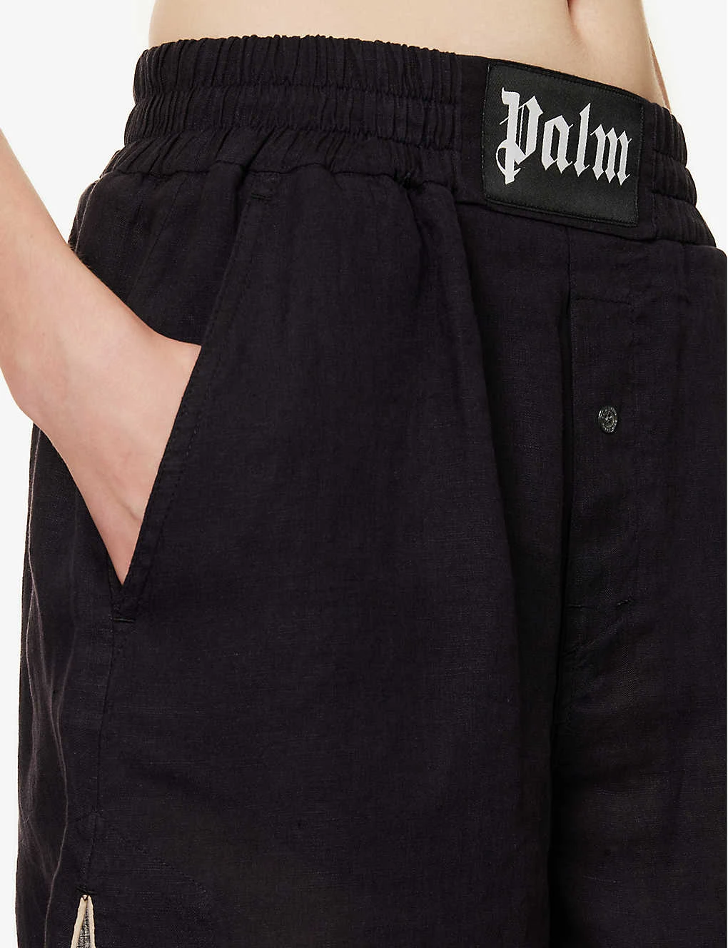 Palm Angels Logo-patch High-rise Linen Shorts 8 Palm Angels Logo-patch High-rise Linen Shorts - Image 6