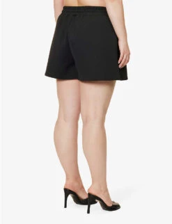 GOOD AMERICAN Scuba Drawstring-waistband Regular-fit Stretch-woven Shorts -Reisi Clothing Shop R04166621 BLACK001 ALT03