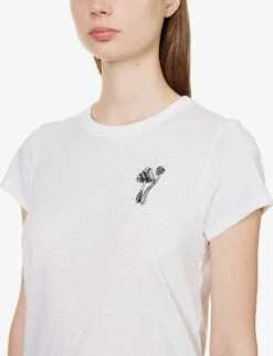 Rag & Bone Mushroom-embroidered Short-sleeved Organic-cotton T-shirt 12 Rag & Bone Mushroom-embroidered Short-sleeved Organic-cotton T-shirt -Reisi Clothing Shop R04166649 WHITE ALT04