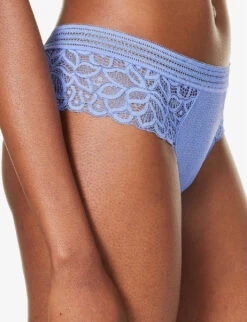 Wacoal Raffiné Mid-rise Lace Stretch-woven Briefs -Reisi Clothing Shop R04167233 BLUEBELL ALT02