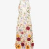 Floral-print High-neck Woven Midi Dress -Reisi Clothing Shop R04167253 NUDE M
