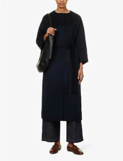 India Round-neck Wool Coat -Reisi Clothing Shop R04167342 MIDNIGHTBLUE ALT01