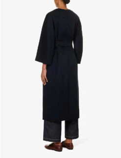 India Round-neck Wool Coat -Reisi Clothing Shop R04167342 MIDNIGHTBLUE ALT03