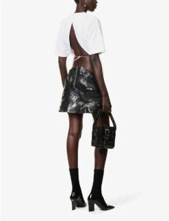 Logo-tab Short-sleeved Cotton-blend T-shirt -Reisi Clothing Shop R04167960 WHITE ALT01