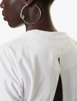 Logo-tab Short-sleeved Cotton-blend T-shirt -Reisi Clothing Shop R04167960 WHITE ALT04