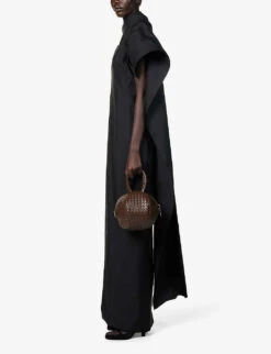 Vechornici Short-sleeved Wool And Silk-blend Maxi Dress -Reisi Clothing Shop R04168300 BLACK ALT01