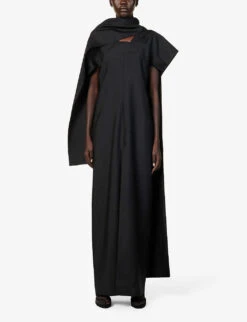 Vechornici Short-sleeved Wool And Silk-blend Maxi Dress -Reisi Clothing Shop R04168300 BLACK ALT02