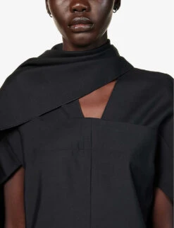 Vechornici Short-sleeved Wool And Silk-blend Maxi Dress -Reisi Clothing Shop R04168300 BLACK ALT04