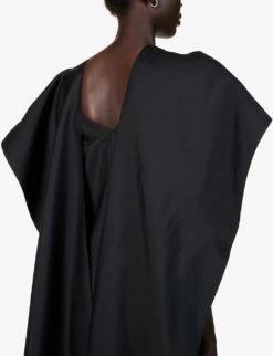 Vechornici Short-sleeved Wool And Silk-blend Maxi Dress -Reisi Clothing Shop R04168300 BLACK ALT05