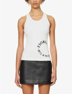 FIORUCCI Logo-print Ribbed Stretch-woven Top -Reisi Clothing Shop R04168332 WHITE ALT02